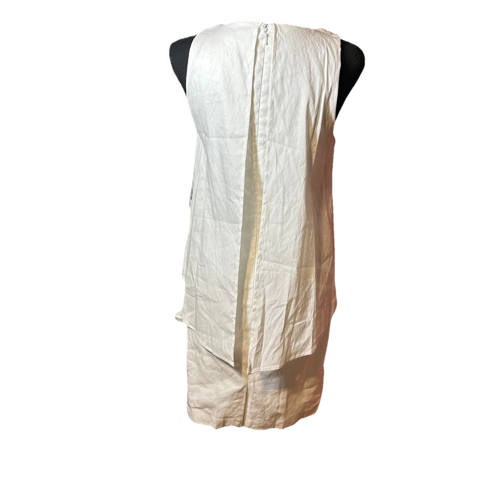 Linen Blend Antonio Melani White Shift Tiered Dress Preppy Cocktail Sz 4 Lined - Picture 6 of 15